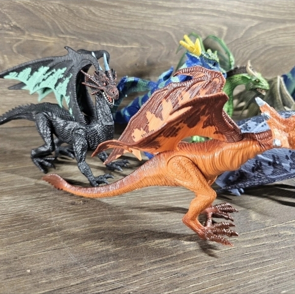 Lot Of 8 Detailed Fantasy Medieval DRAGON Figures PVC Toy - Picture 2 of 4